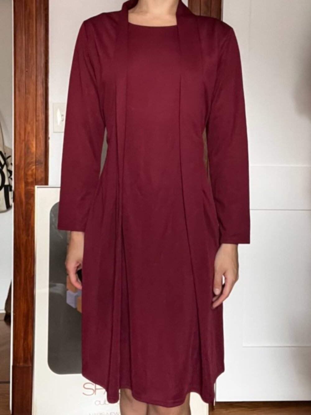 Elegant Long Sleeve Red Dress